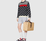 Gucci Men's GG Logo Striped Knit Sweater DarkBlue 496458-X9I07-4696
