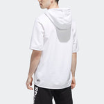 Men's adidas neo Logo Embroidered Sports Pullover Hooded Short Sleeve White GP5824