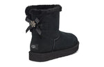 (WMNS) UGG Mini Bailey Brooch Fleece Lined Black 1119512-BLK