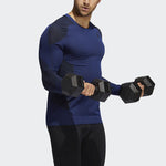 Men's adidas Contrasting Colors Round Neck Long Sleeves Blue T-Shirt H08745