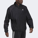 Men's adidas originals Solid Color Printing Long Sleeves Stand Collar Sports Black Jacket HE2952