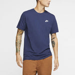 Men's Nike Embroidered Small Round Neck Short Sleeve Deep Navy Blue T-Shirt AR4999-410