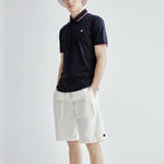 FILA Logo Solid Color Sports Short Sleeve Knitted Polo Shirt For Men Blue F11M021121G-NV