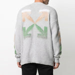Off-White SS21 Logo Printing Stripe Knit Gray OMHA036R21KNI0017284