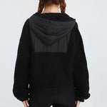 (WMNS) Converse Full Zip Lamb Wool Hooded Jacket Black 10020285-A02