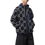 Gucci GG Fuzzy Fabric Jacquard Jacket 'Dark Blue' 771121-XJF4D-4100