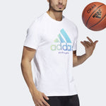Men's adidas Alphabet Large Logo Round Neck Short Sleeve White T-Shirt HC6903
