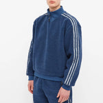 Men's adidas originals x Blondey Crossover Casual Sports Stripe Stand Collar Pullover Long Sleeves Blue GS9267