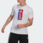 Men's adidas Printing Round Neck Short Sleeve Sports Short Sleeve White T-Shirt GL3262