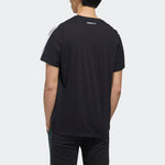 Men's adidas neo Casual Breathable Sports Stripe Printing Short Sleeve Black T-Shirt GK5871