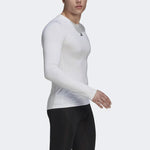 Men's adidas Training Techfit Solid Color Training Long Sleeves White T-Shirt HJ9926