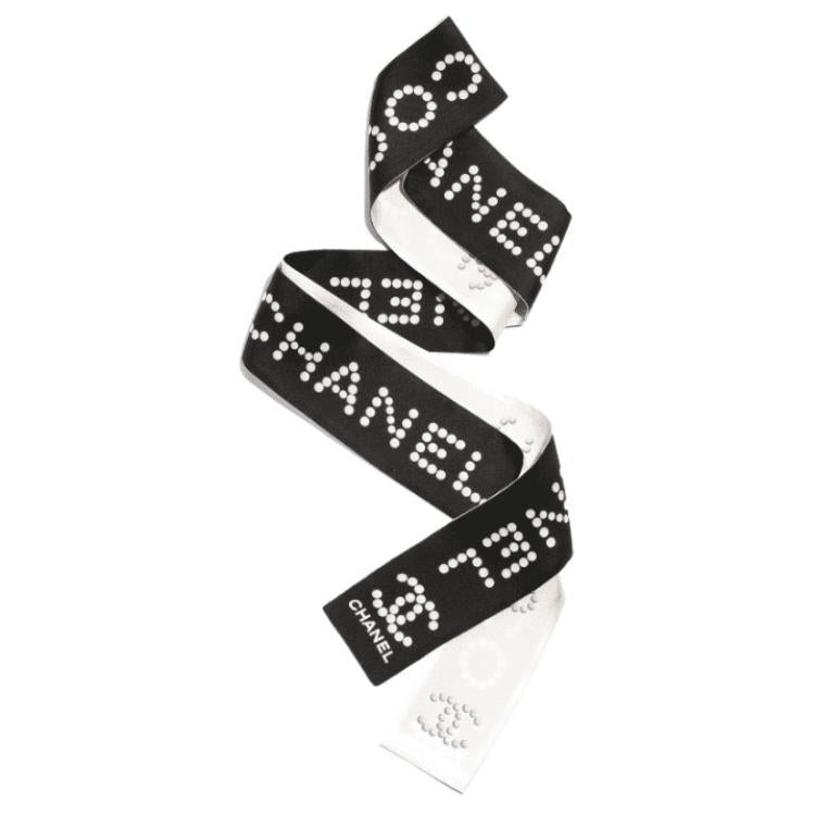 CHANEL Silk Twill Hair Bands Women's Black