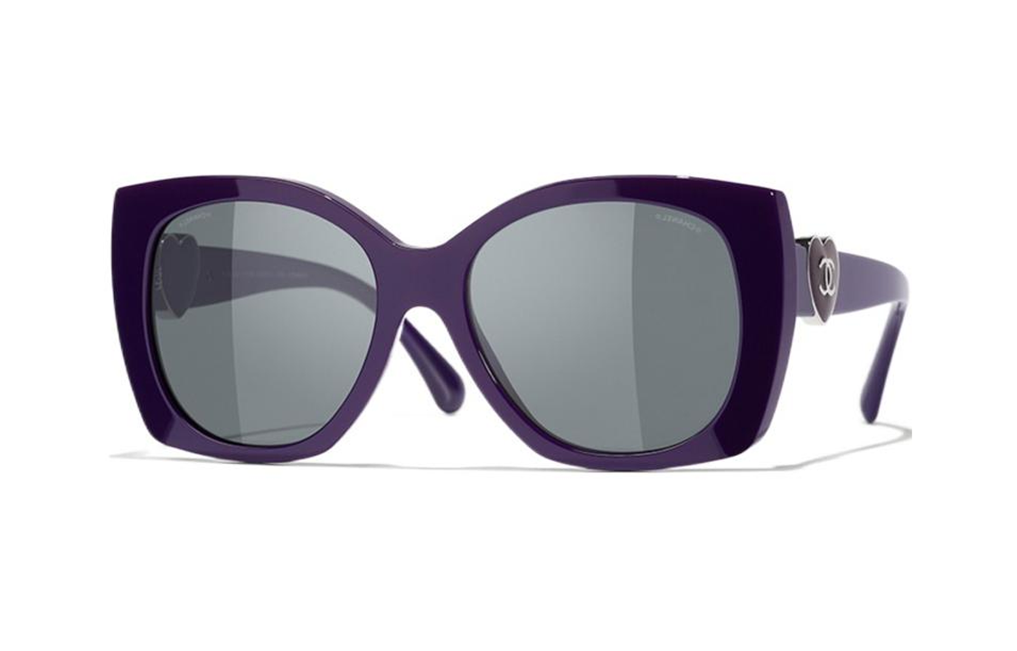CHANEL Irregular Shape Sunglasses Women's Purple