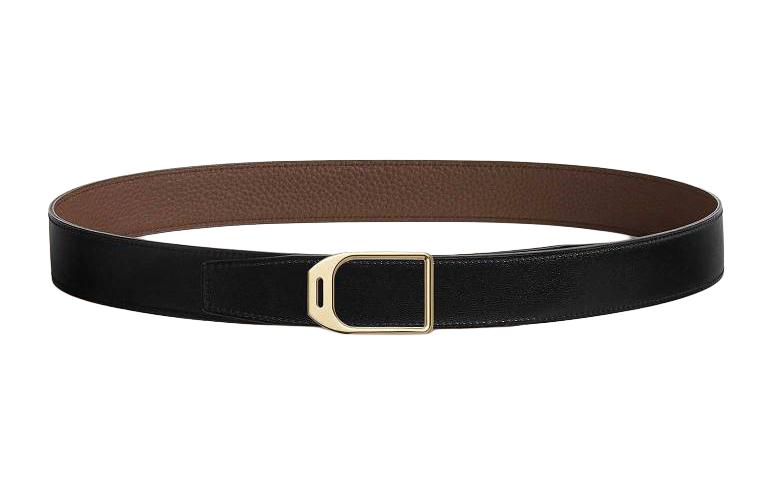 HERMES Double-Sided Ring Smooth Buckle Leather Belts Men's -