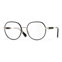 CHANEL Metal Irregular Shape Eyeglass Frames Unisex Black