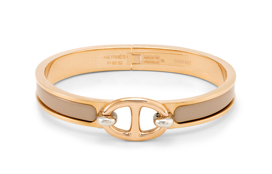HERMES Enamel Rose Gold-Plated Bangles Women's