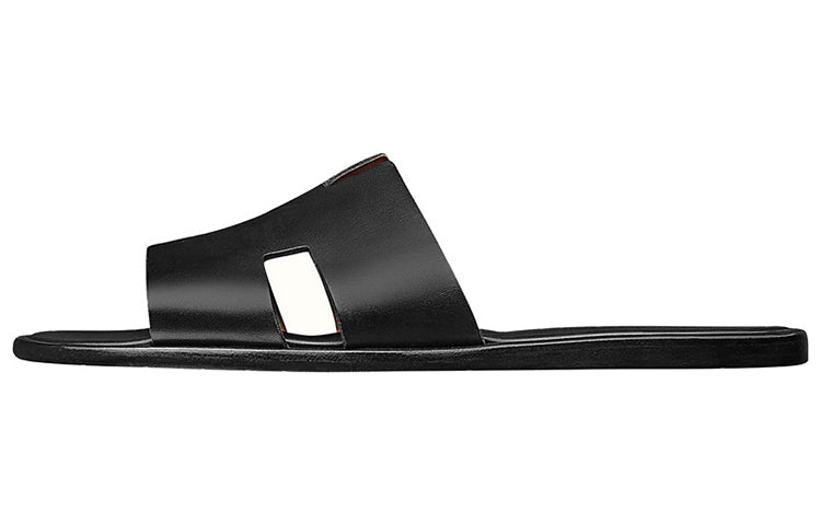 HERMES Calfskin Izmir Sandals Black
