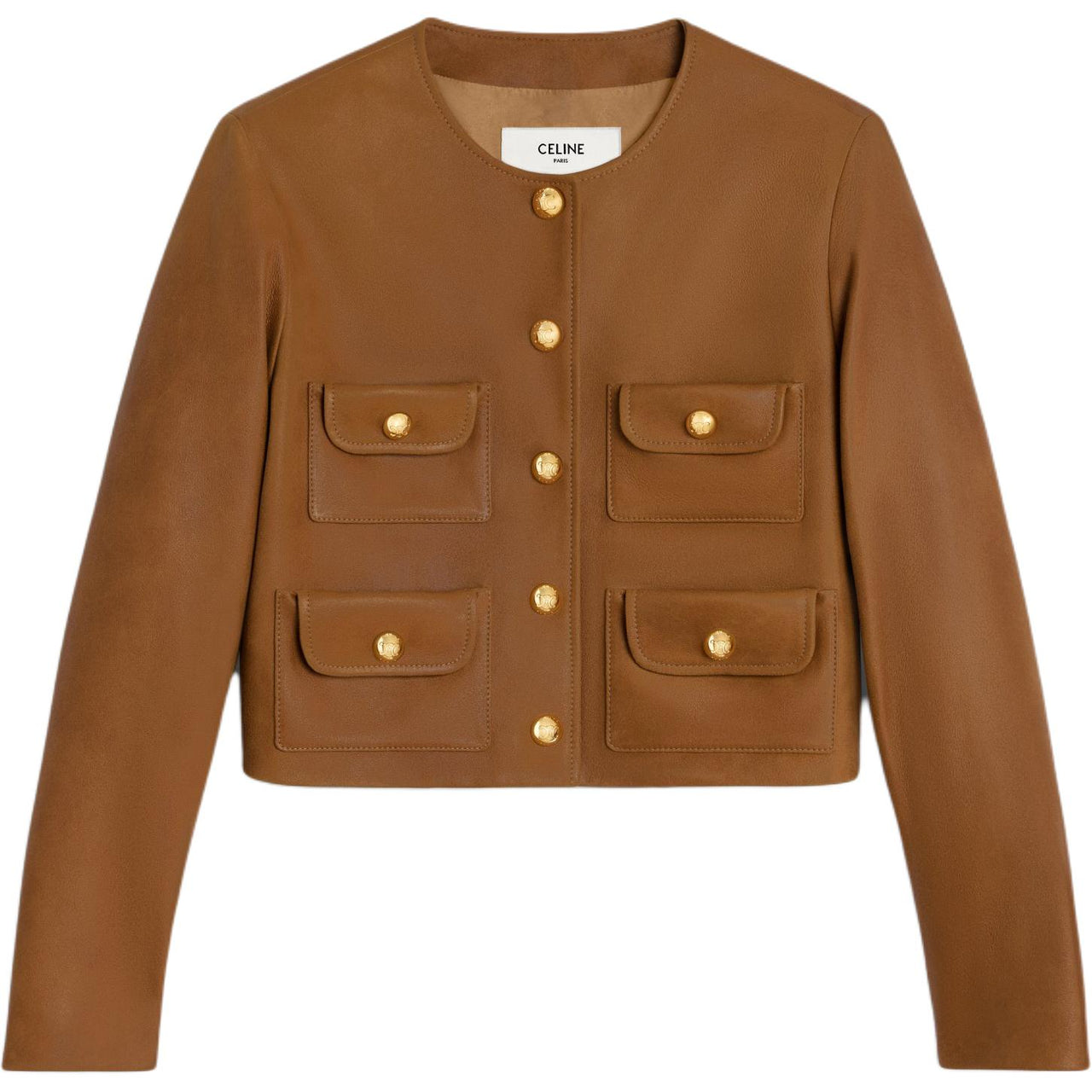 CELINE SS24 Leather Jacket Women's Light Earth Yellow