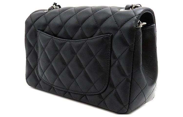 CHANEL Sheepskin Mouth Cover Bag Crossbody Bag Mini Women's Black