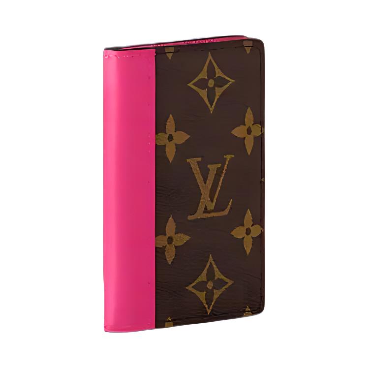 LOUIS VUITTON Coated Canvas Card Holder Men's Pink & Brown