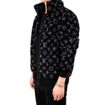 LOUIS VUITTON LV Monogram Fleece Full Logo Zipper Jacket Unisex Black 1A5VFA