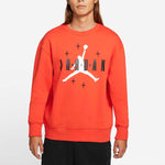 Men's Air Jordan Logo Alphabet Printing Fleece Lined Round Neck Pullover Red DO9153-673
