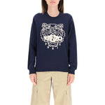 (WMNS) KENZO SS21 Tiger Pattern Round Neck Pullover Hoodie Navy Blue FB52SW8244MP-77