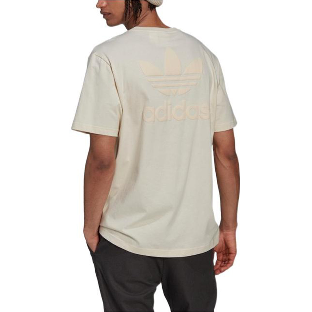 adidas originals Solid Color Logo Round Neck Short Sleeve Creamy White HK2786