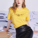 (WMNS) FILA Alphabet Logo Round Neck Casual Short Sleeve Yellow F11W118102-FYE
