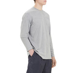 Men's Y-3 Logo Pattern Micro Mark Casual Long Sleeves Round Neck Gray T-Shirt GK4516