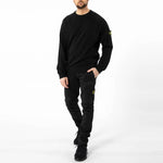 STONE ISLAND Logo Patch Crewneck Sweatshirt 'Black' 741566060-V0029