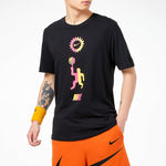 Nike Basketball Sports Contrasting Colors Printing Round Neck Short Sleeve Black DD0804-010