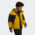 adidas Cb Bos Logo Jkt Contrast Color Stitching Hooded Down Jacket Yellow H23091
