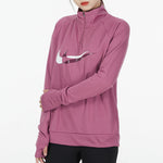 (WMNS) Nike DRI-FIT Half Zipper Quick Dry Reflective Sports Long Sleeves Deep Red T-Shirt DD6842-507