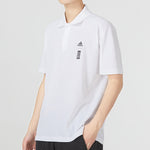 adidas Wj Solid Color Logo Micro Mark Athleisure Casual Sports Short Sleeve Polo Shirt White HE5166