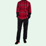 Off-White Jersey Sleeve Checked Shirt 'Red Black' OMGA083E19E230102010