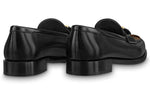 (WMNS) LOUIS VUITTON LV Loafers 'Black with Monogram and Gold Deco' 1AACXG