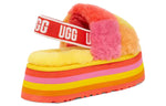 (WMNS) UGG Disco Checker Slide Thick Sole Sandals Yellow 1113490-PRYW