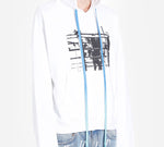 Men's Off-White Printed Logo Arrow Hooded Long Sleeves White OMBB037F19E300070110