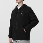 Men's Air Jordan Logo Casual Fleece Lined Hooded Thicken Sports Long Sleeves Black Jacket DC9607-010