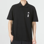 adidas Wj Solid Color Logo Micro Mark Athleisure Casual Sports Short Sleeve Polo Shirt Black HE5164