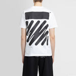 Men's Off-White SS22 Solid Color Cotton Zebra Printing Short Sleeve White T-Shirt OMAA027S22JER0100110