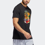 Men's adidas x LEGO Crossover Cartoon Character Great Wall Pattern Printing Round Neck Casual Short Sleeve Black T-Shirt HE0864
