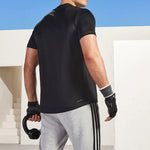 Men's adidas Solid Color Logo Casual Short Sleeve Black T-Shirt GM2090