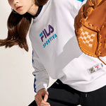 (WMNS) Fila Athleisure Sports Round Neck Pullover 'White Blue Purple' T11W112212F-WT