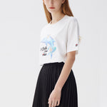 (WMNS) FILA Dolphin Printing Casual Sports Short Sleeve White F51W128107F-WT