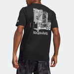 Men's adidas Alphabet Printing Sports Round Neck Short Sleeve Black T-Shirt HG4424