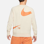 Men's Nike Swoosh Ft Crew Large Logo Printing Knit Round Neck Pullover Khaki DD6097-219