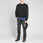 Men's Off-White Cotton Round Neck Pullover Black OMBA035E19E300011091