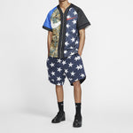 Men's Nike Lab NRG Fog Baseball Top Zipper Double Sided Baseball Uniform Short Sleeve Jacket Camouflage Blue Black AV8269-010